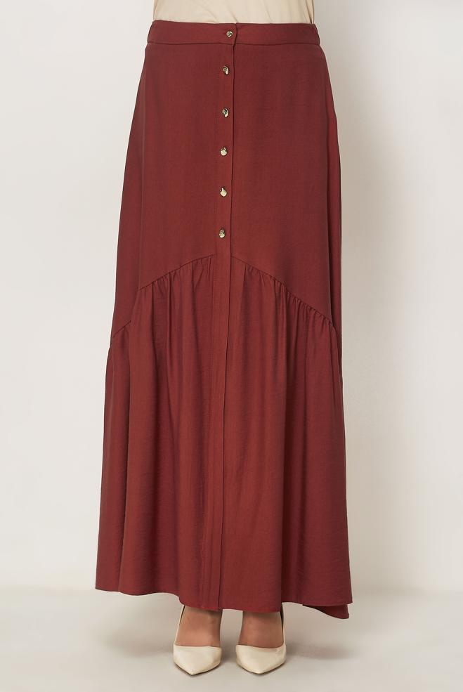Vêtements hijab ORANGE JUPE EFFET LIN 60778 - ALVİNA