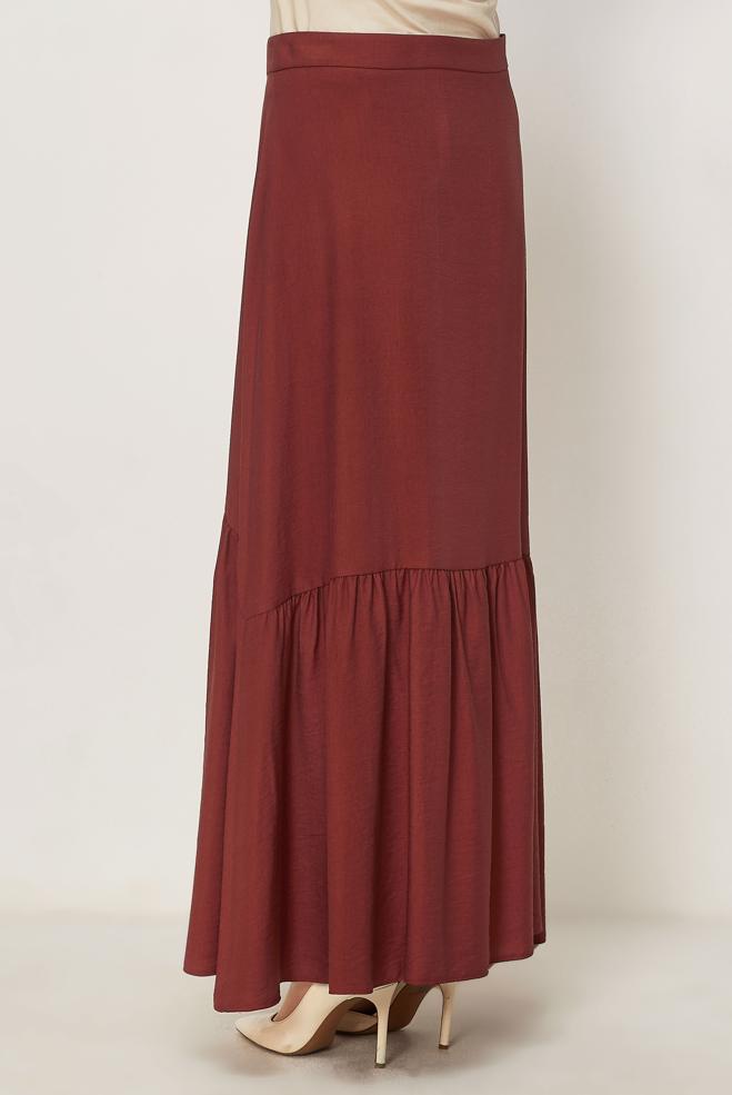 Vêtements hijab ORANGE JUPE EFFET LIN 60778 - ALVİNA