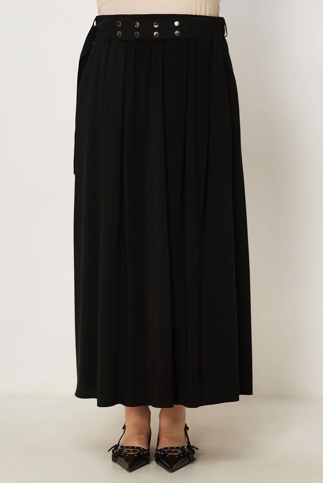 Vêtements hijab NOIR JUPE CEINTURÉE 60779 - ALVİNA