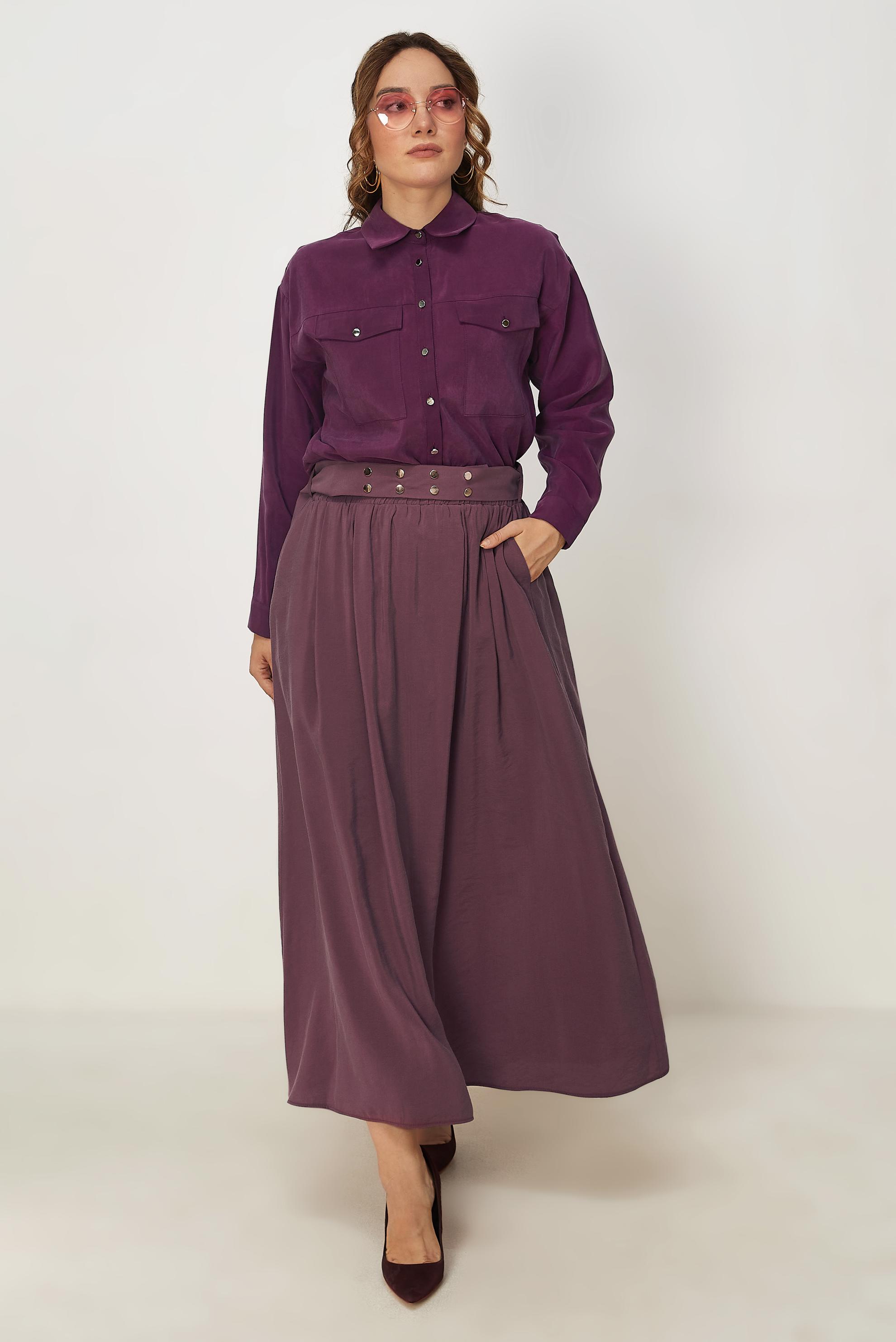 Vêtements hijab BRUN JUPE CEINTURÉE 60779