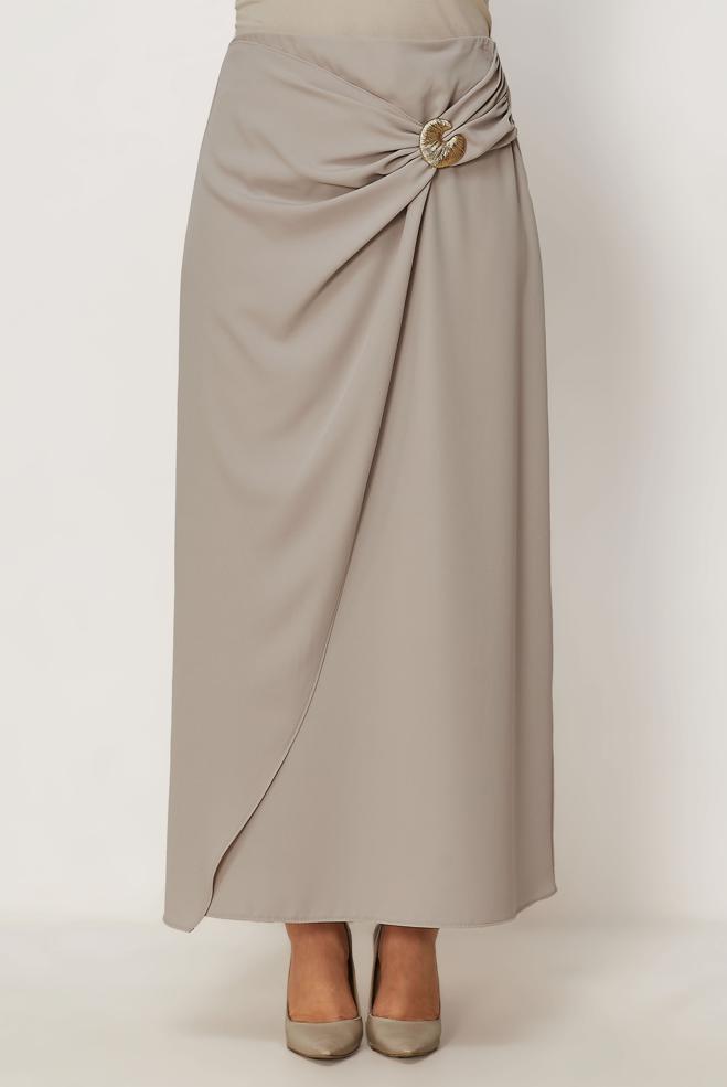Tesettür giyim BEJ 60780 FARAH ETEK 40-48 TEK38 - ALVİNA