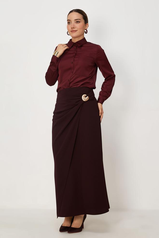 Tesettür giyim KAHVE 60780 FARAH ETEK 40-48 TEK38 - ALVİNA