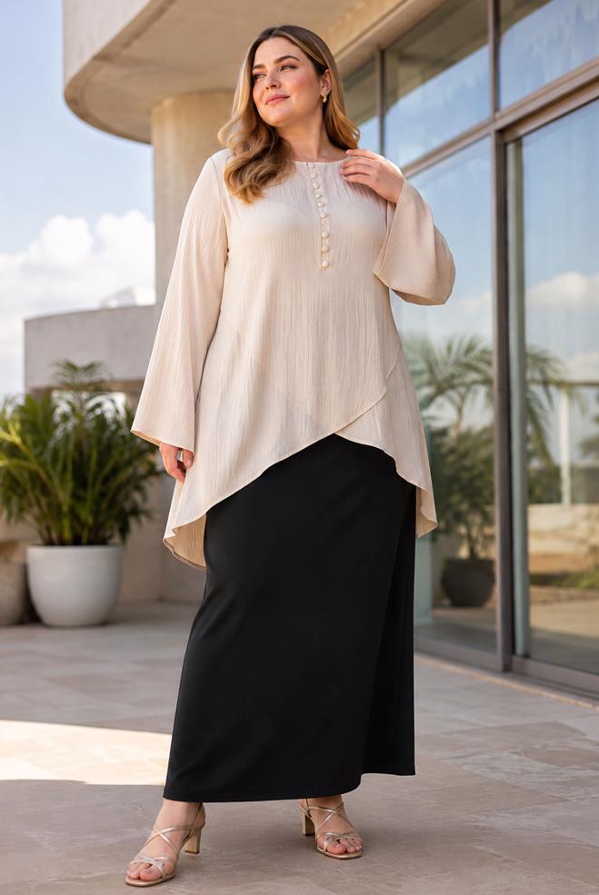 Vêtements hijab NOIR JUPE GRANDE TAILLE 60783 - ALVİNA