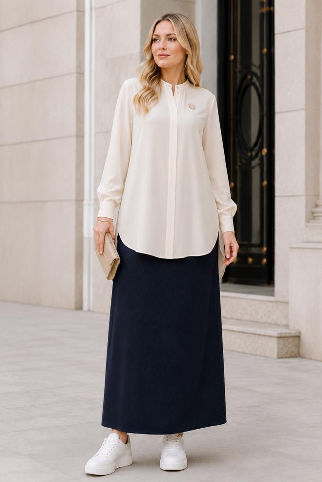 Vêtements hijab BLEU MARINE JUPE GRANDE TAILLE 60783 - ALVİNA