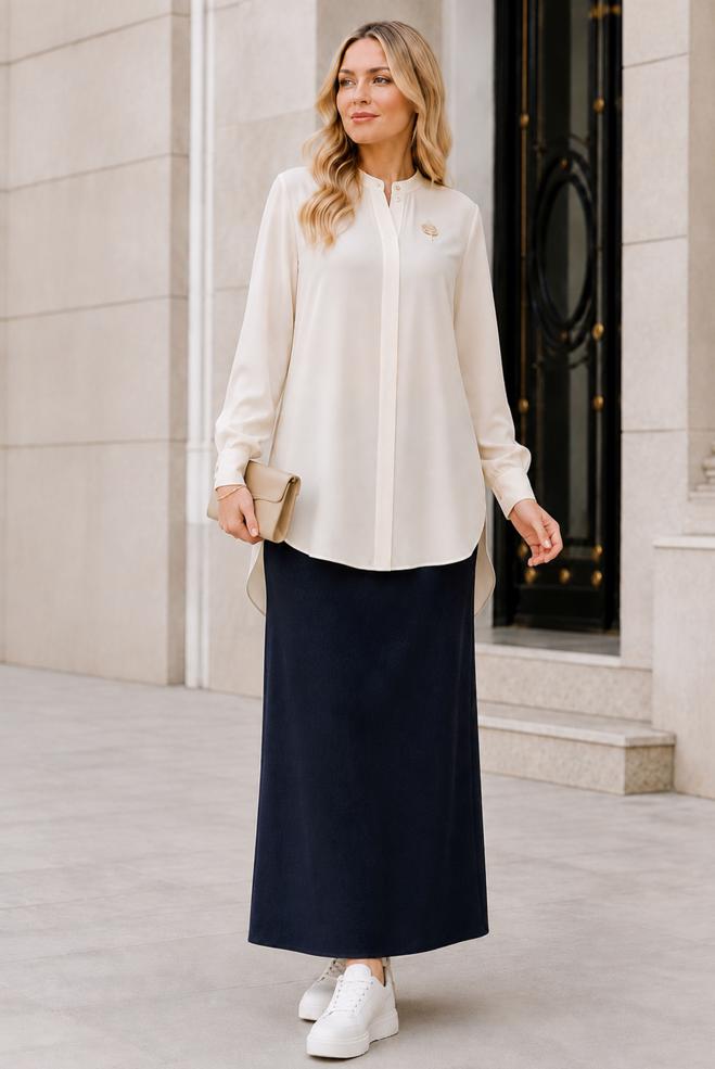 Vêtements hijab BLEU MARINE JUPE GRANDE TAILLE 60783 - ALVİNA