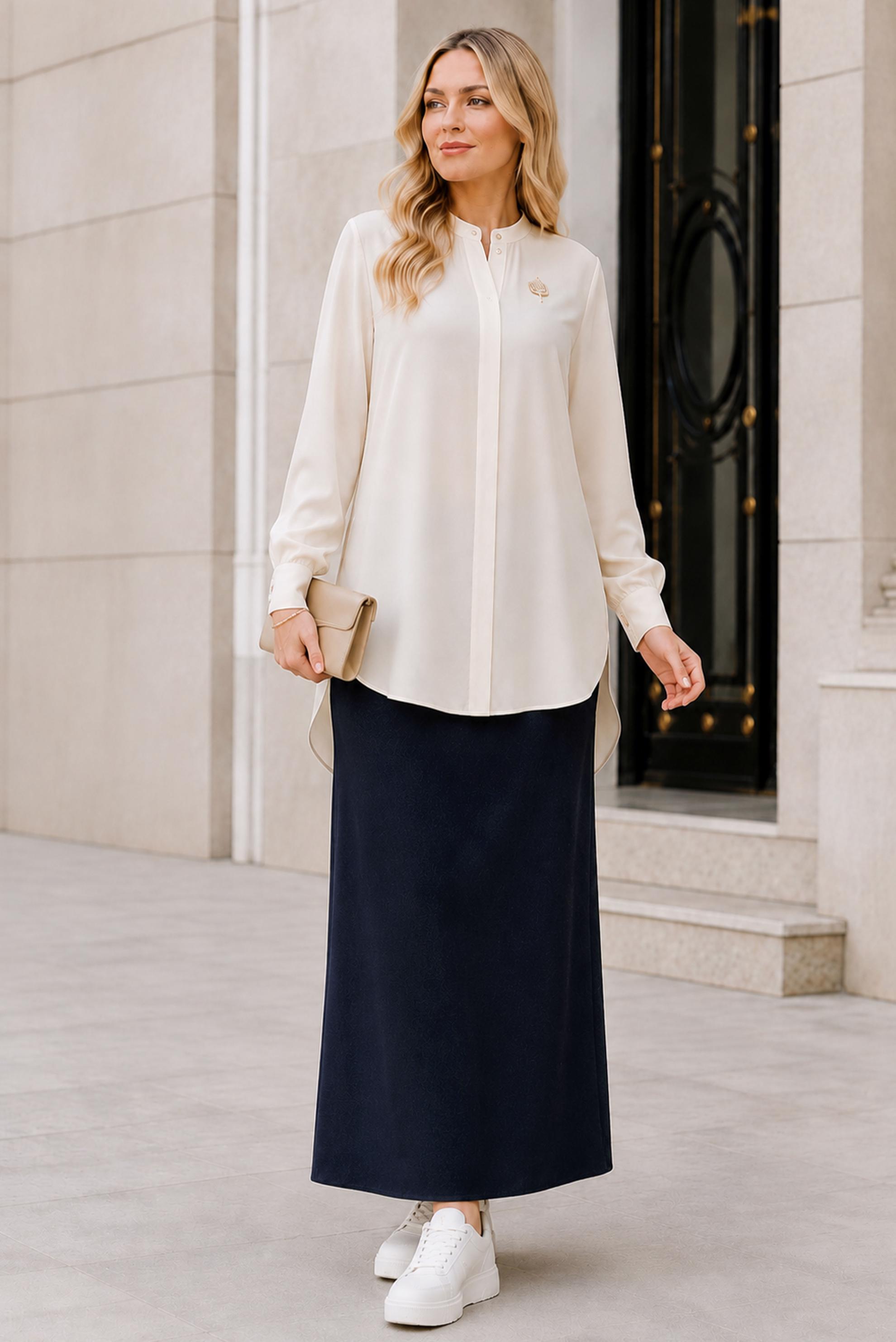 Vêtements hijab BLEU MARINE JUPE GRANDE TAILLE 60783