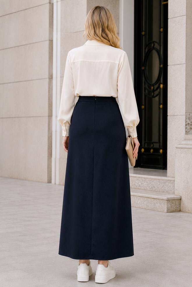 Vêtements hijab BLEU MARINE JUPE GRANDE TAILLE 60783 - ALVİNA