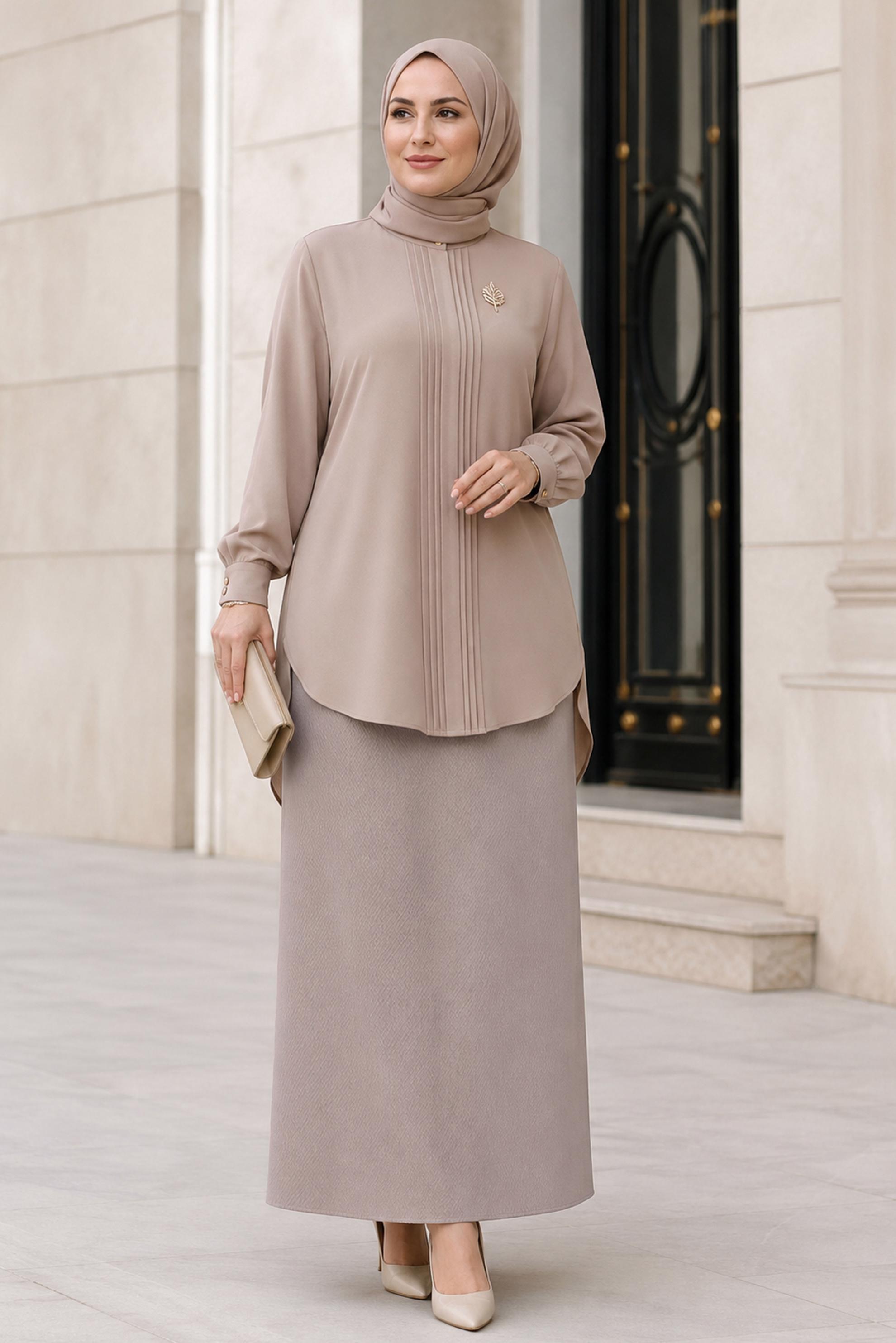 Vêtements hijab BRUN JUPE GRANDE TAILLE 60783