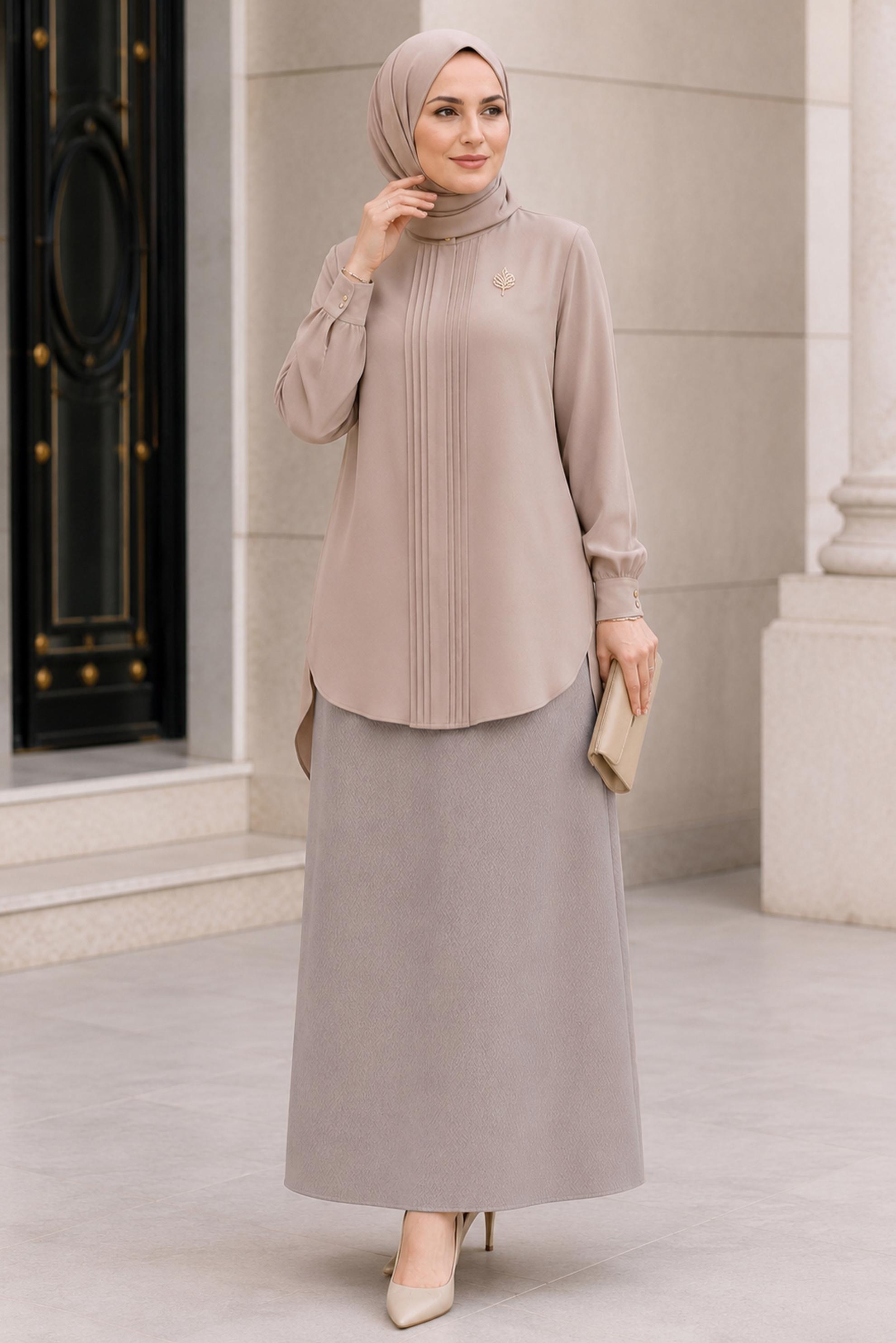 Vêtements hijab BRUN JUPE GRANDE TAILLE 60783