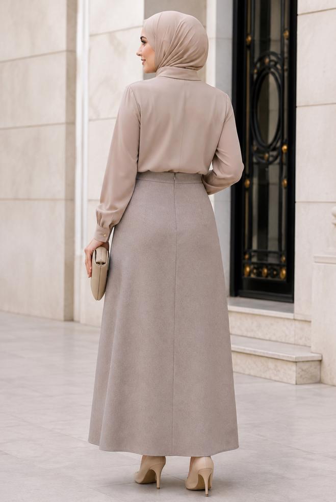 Vêtements hijab BRUN JUPE GRANDE TAILLE 60783 - ALVİNA