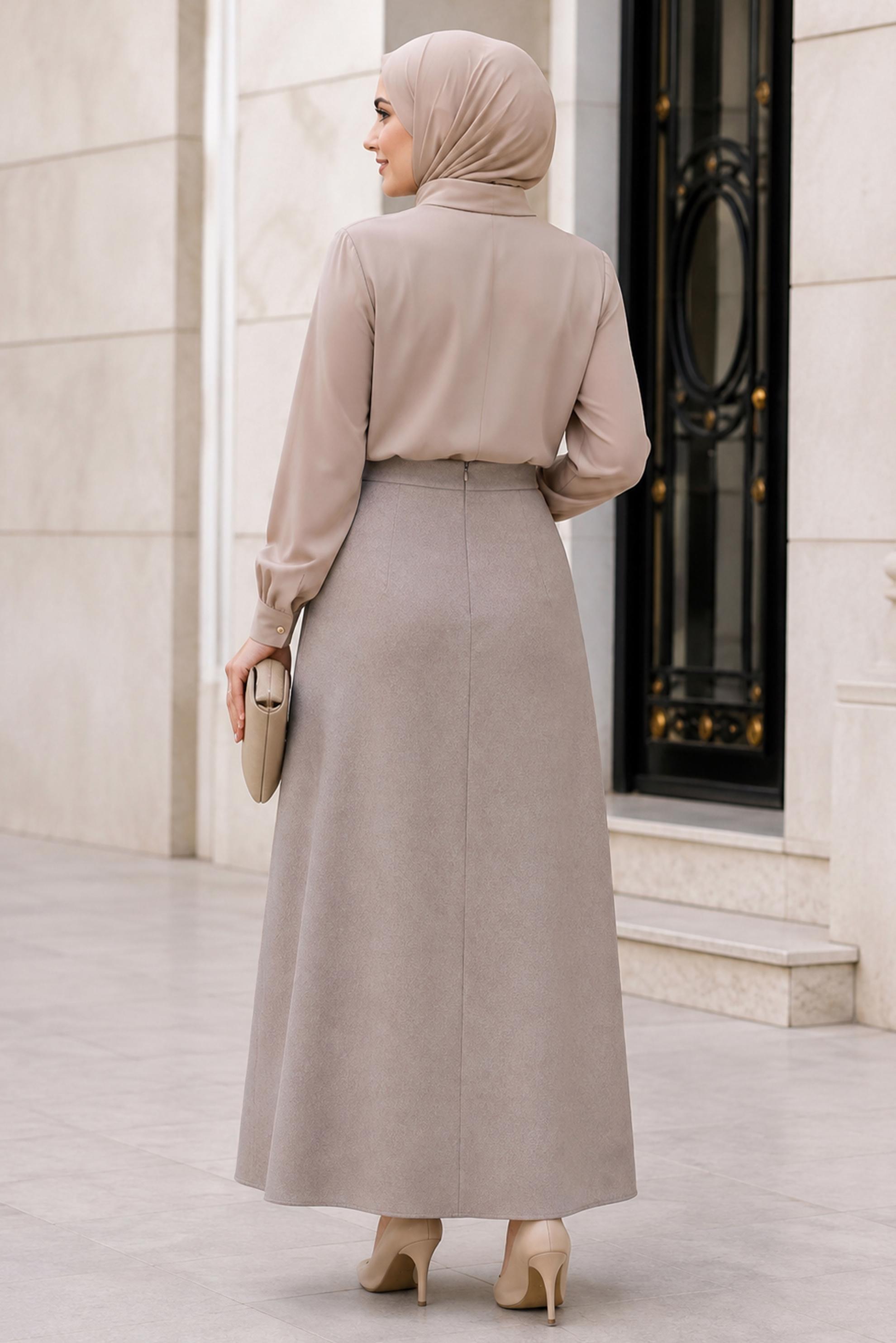 Vêtements hijab BRUN JUPE GRANDE TAILLE 60783
