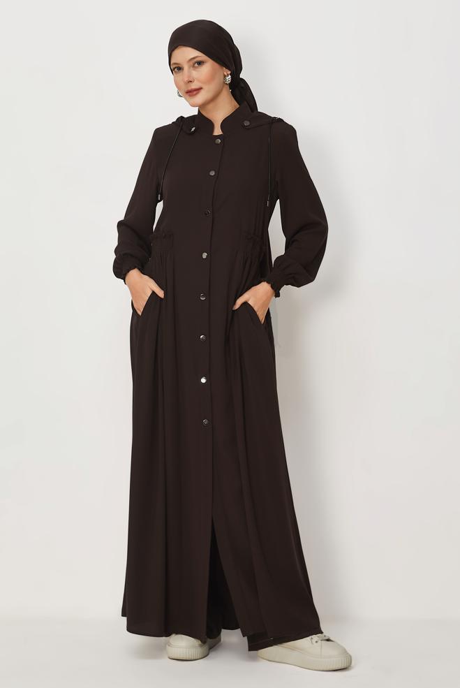 Tesettür giyim KAHVE 80151 RABİA FERACE 38-44 - ALVİNA