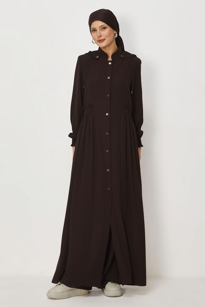 Tesettür giyim KAHVE 80151 RABİA FERACE 38-44 - ALVİNA