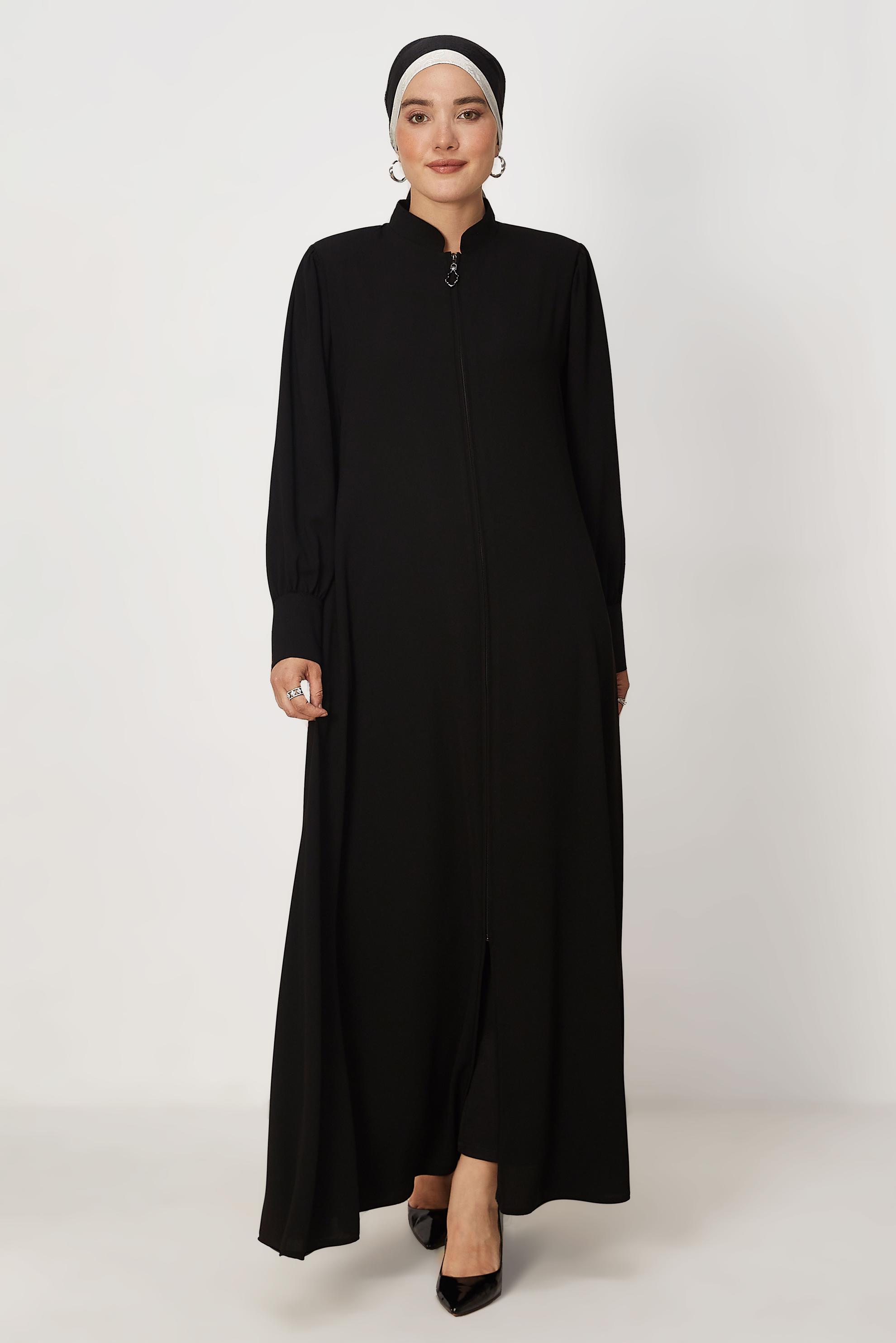 Hijab-Kleidung SCHWARZ ABAYA MIT REIßVERSCHLUSS 80154