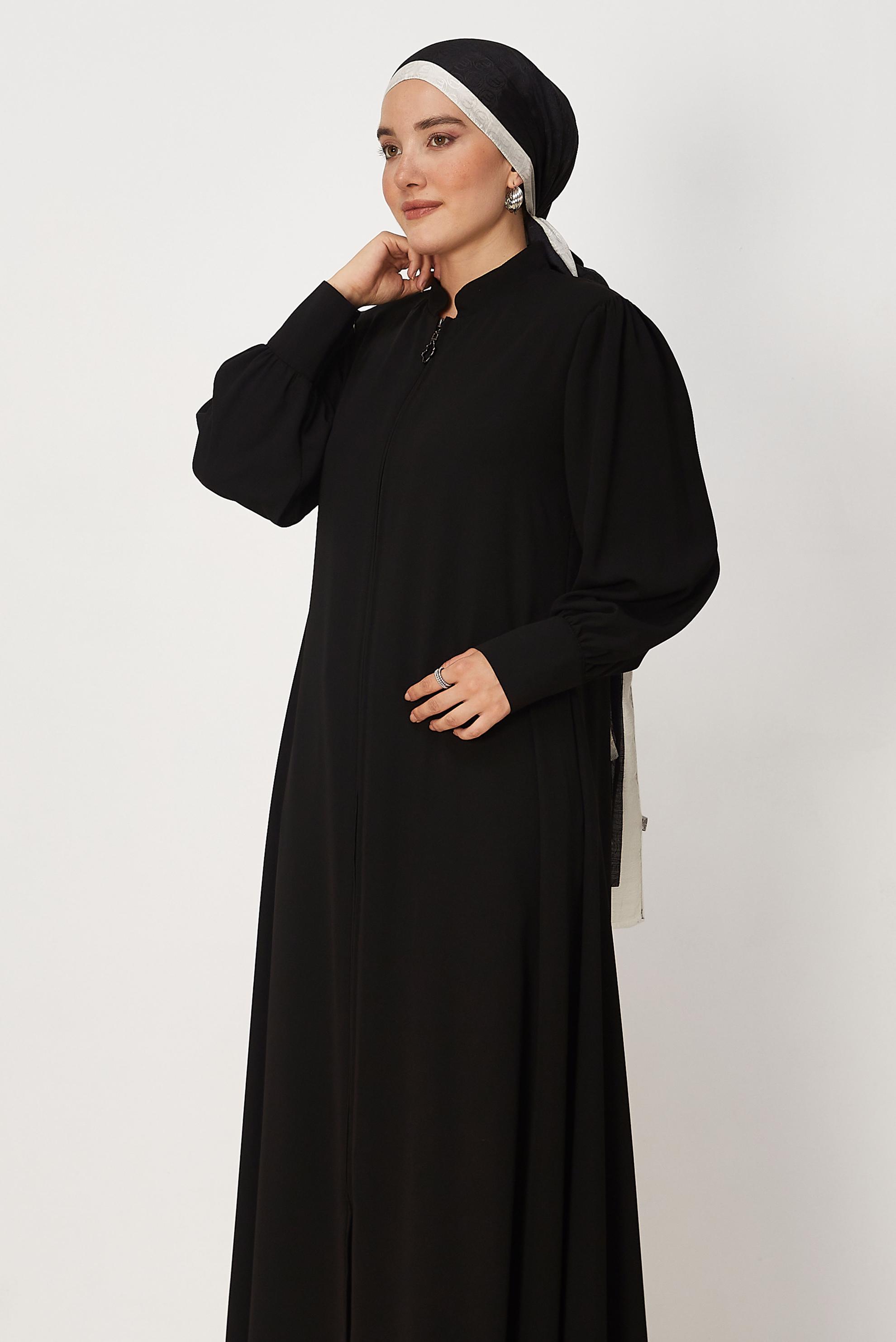Hijab-Kleidung SCHWARZ ABAYA MIT REIßVERSCHLUSS 80154