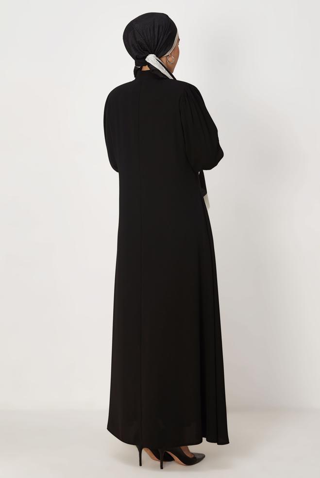 Hijab-Kleidung SCHWARZ ABAYA MIT REIßVERSCHLUSS 80154 - ALVİNA