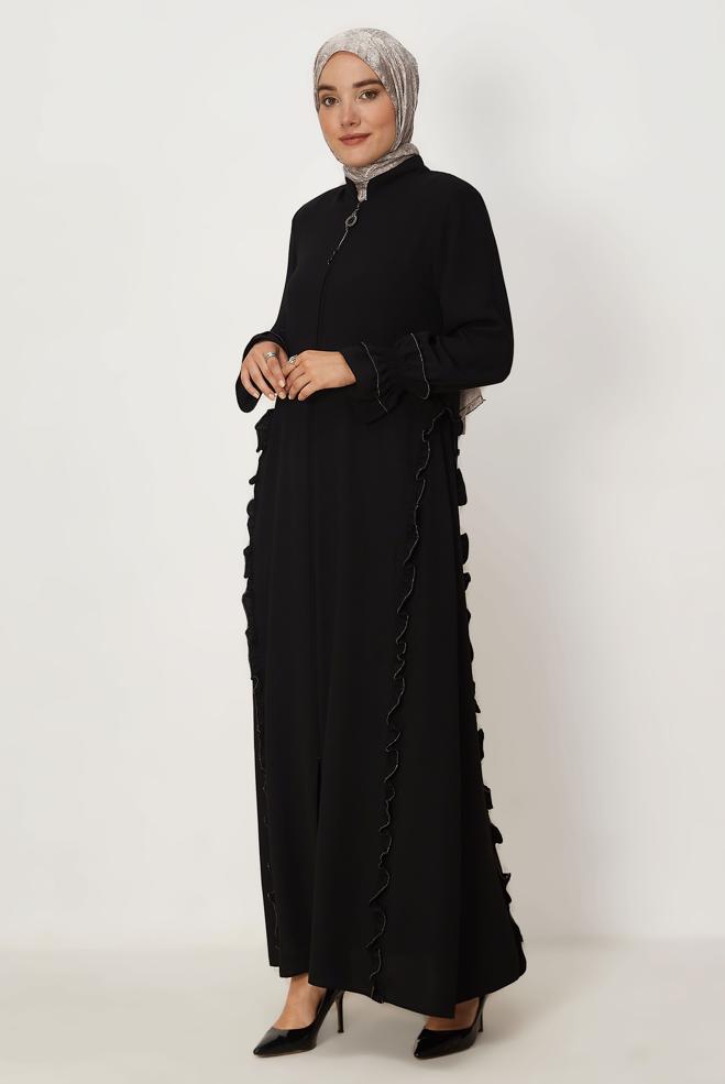 Tesettür giyim SİYAH 80155 FLORİDA FERACE 40-48 - ALVİNA