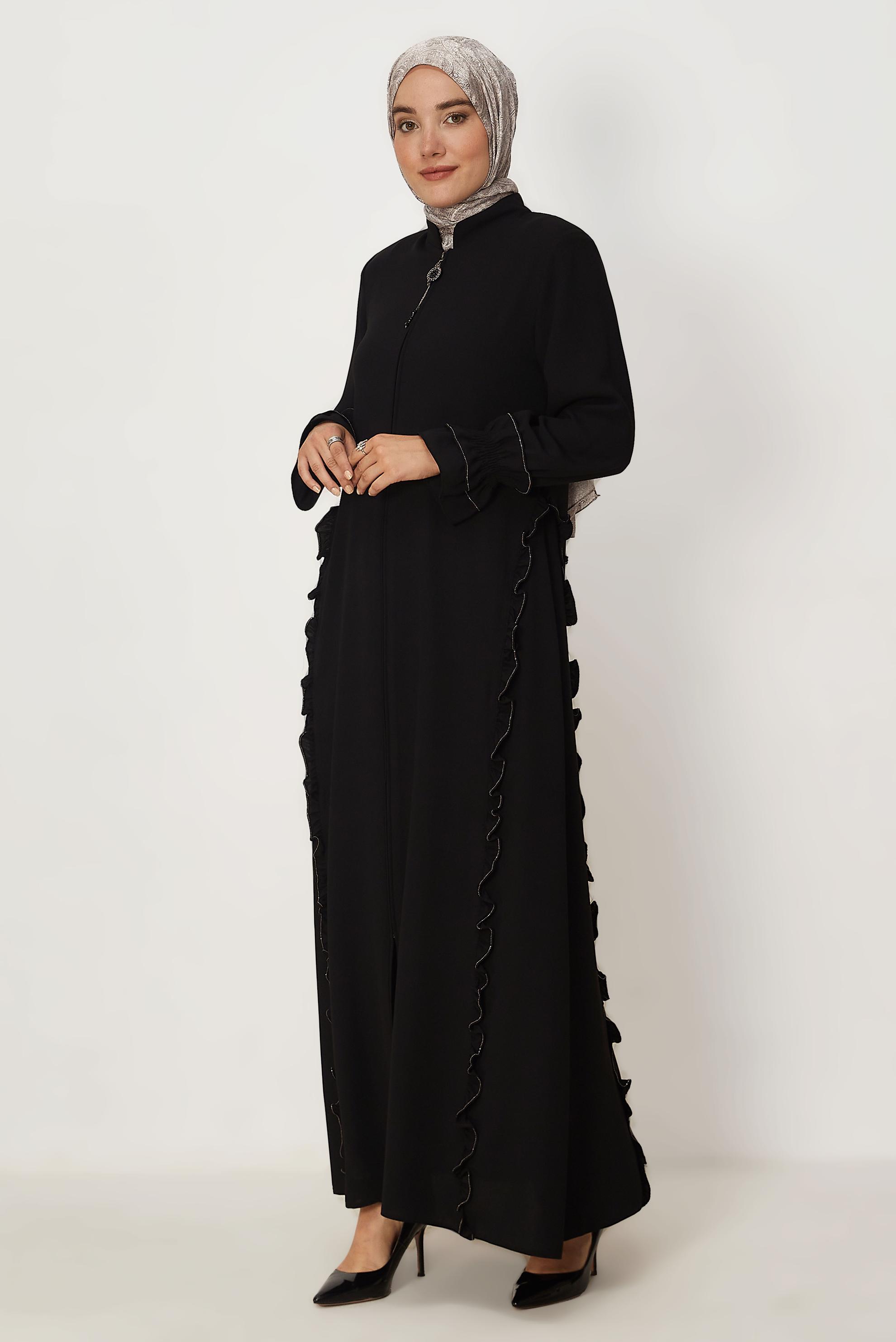 Tesettür giyim SİYAH 80155 FLORİDA FERACE 40-48