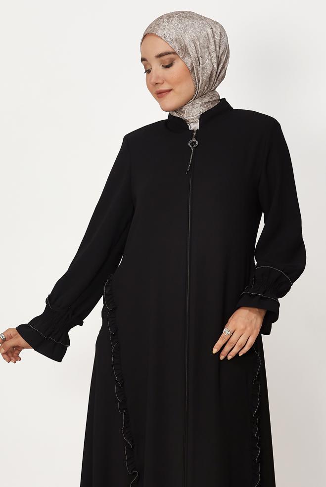Tesettür giyim SİYAH 80155 FLORİDA FERACE 40-48 - ALVİNA