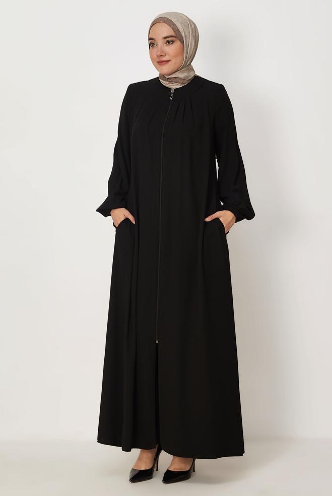 Tesettür giyim SİYAH 80156 RABİA FERACE 40-50 - ALVİNA