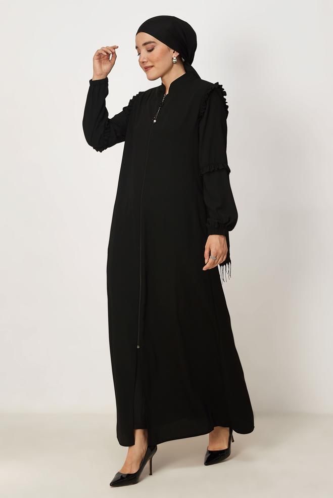 Tesettür giyim SİYAH 80165 RABİA FERACE 38-44 - ALVİNA