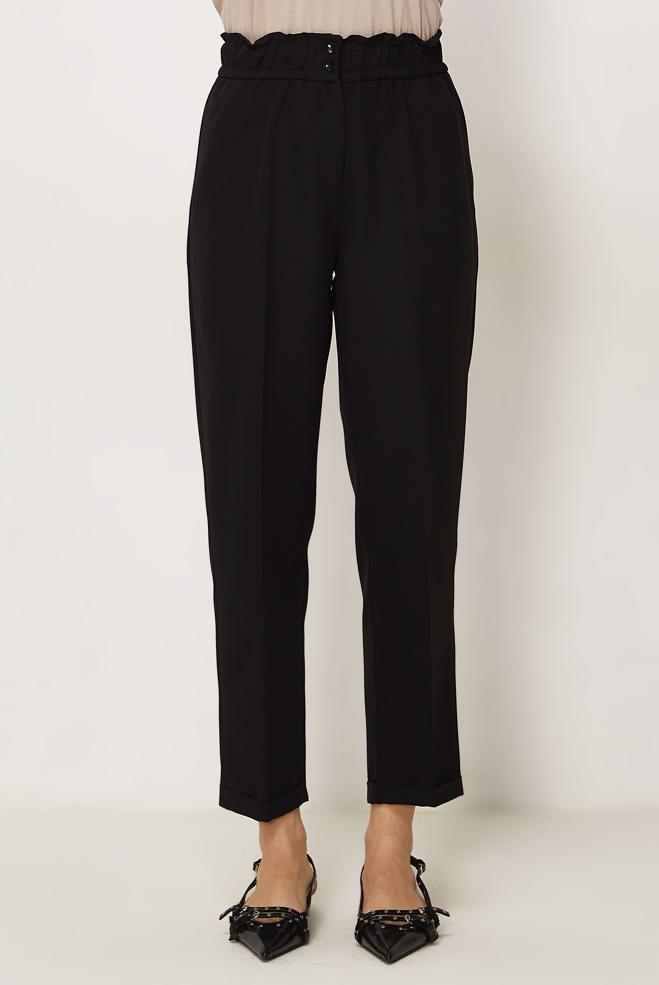 Hijab-Kleidung SCHWARZ HOSE MIT ELASTISCHEM BUND 70894 - ALVİNA