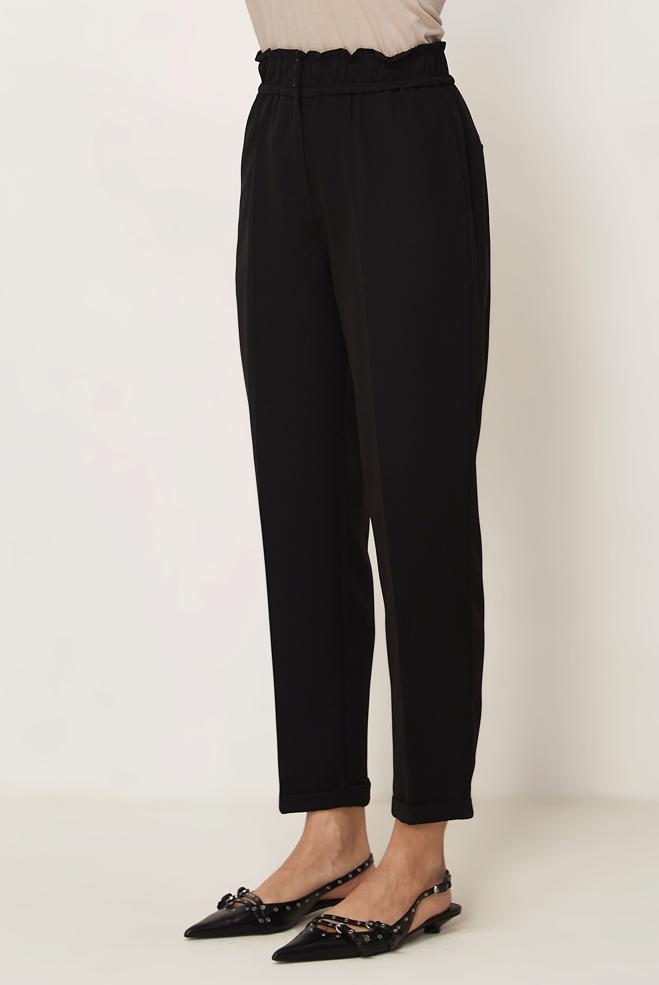 Hijab-Kleidung SCHWARZ HOSE MIT ELASTISCHEM BUND 70894 - ALVİNA