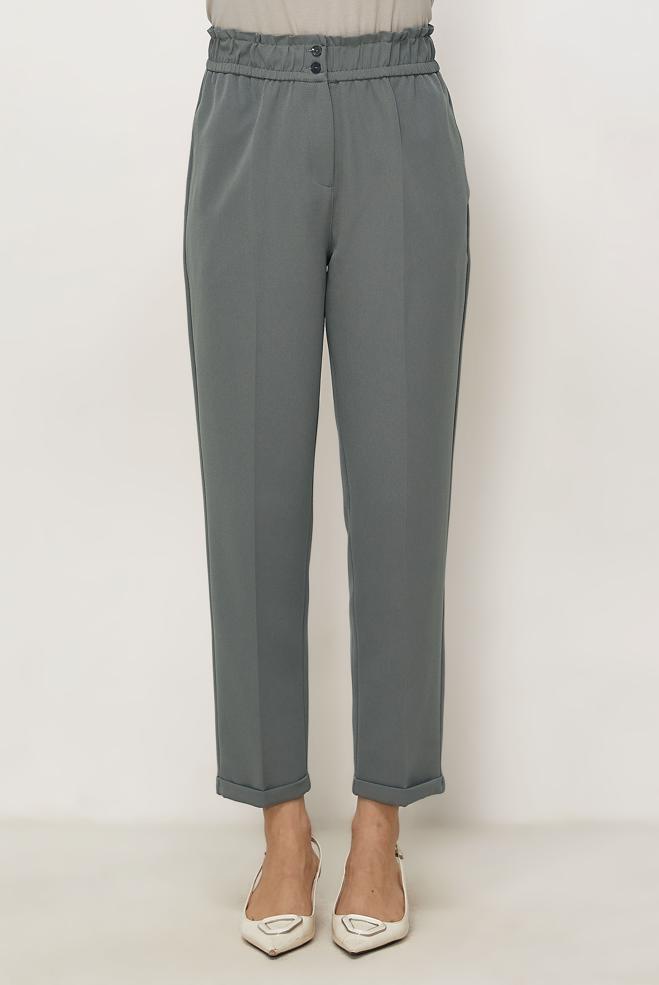 Hijab clothing GREY ELASTIC WAIST PANTS 70894 - ALVİNA