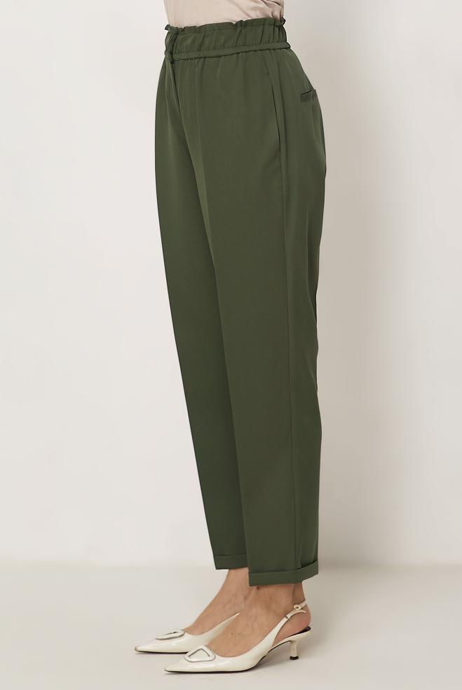 Hijab-Kleidung KHAKI HOSE MIT ELASTISCHEM BUND 70894 - ALVİNA