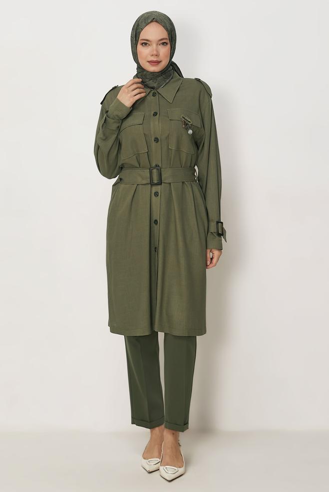 Hijab-Kleidung KHAKI HOSE MIT ELASTISCHEM BUND 70894 - ALVİNA