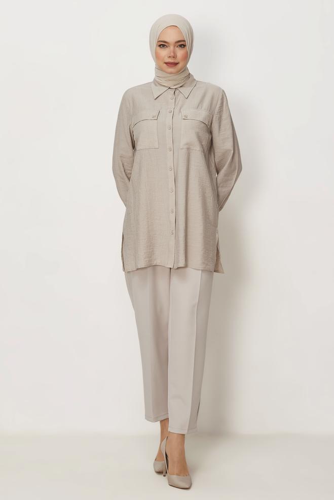 Hijab-Kleidung BEIGE KAROTTENHOSE 70895 - ALVİNA