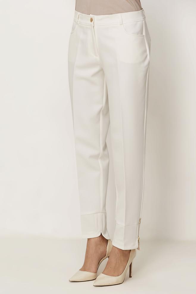 Hijab-Kleidung WEISS HOSE MIT REIßVERSCHLUSS 70939 - ALVİNA