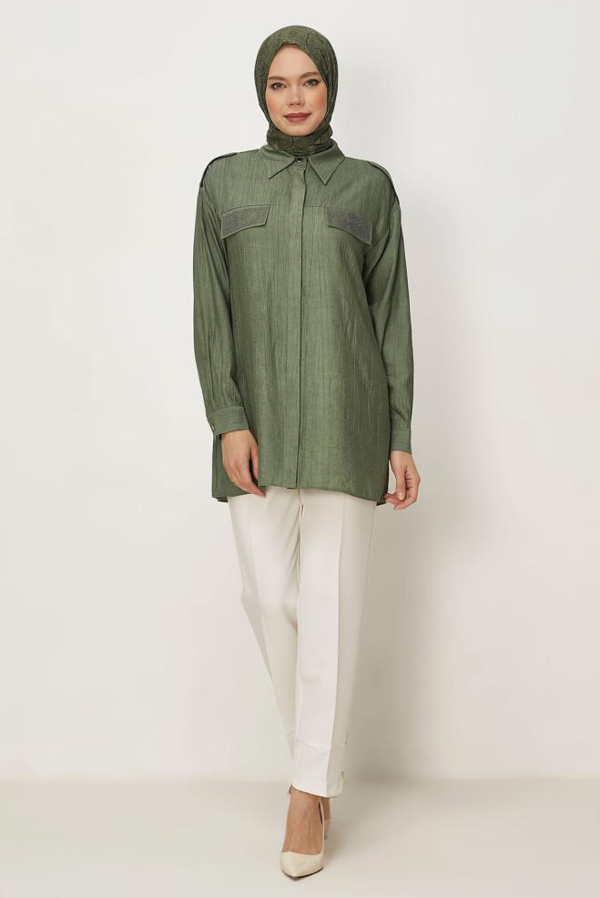 Hijab-Kleidung WEISS HOSE MIT REIßVERSCHLUSS 70939 - ALVİNA