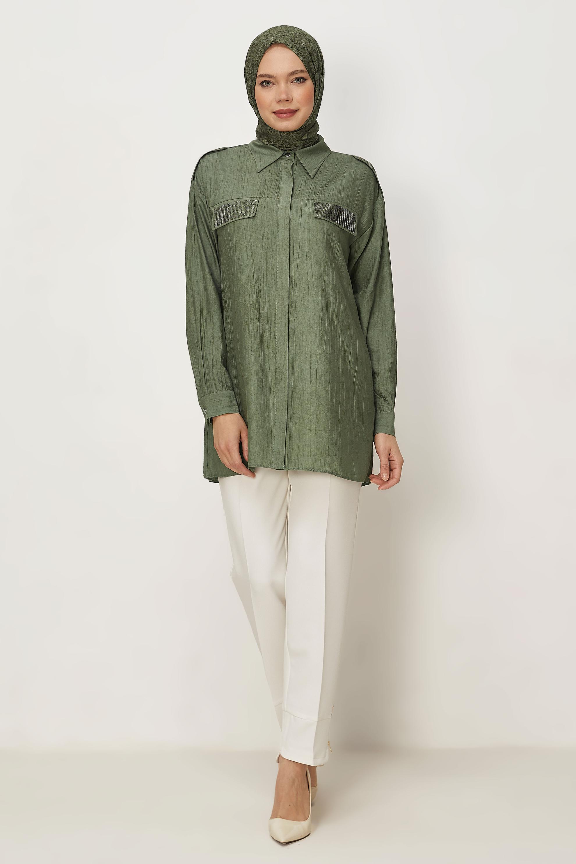 Tesettür giyim BEYAZ FERMUAR DETAYLI PANTOLON 70939