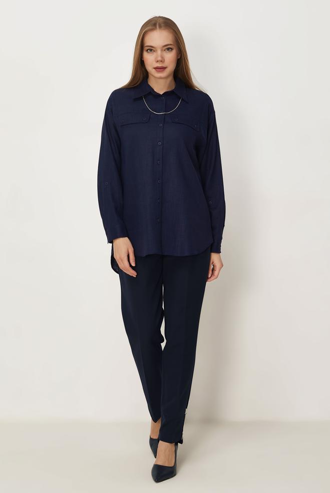 Hijab-Kleidung NAVY BLAU HOSE MIT REIßVERSCHLUSS 70939 - ALVİNA