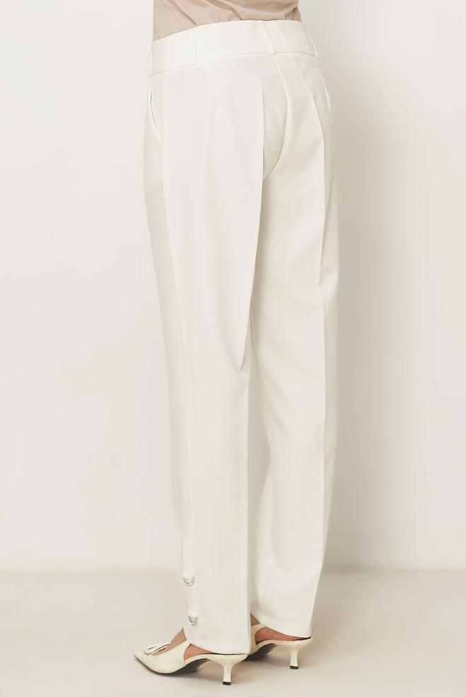 Hijab-Kleidung WEISS GERADE GESCHNITTENE HOSE 70942 - ALVİNA