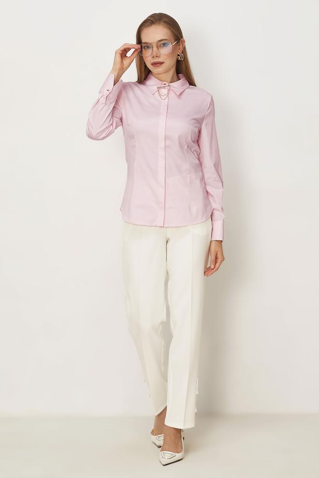 Hijab-Kleidung WEISS GERADE GESCHNITTENE HOSE 70942 - ALVİNA