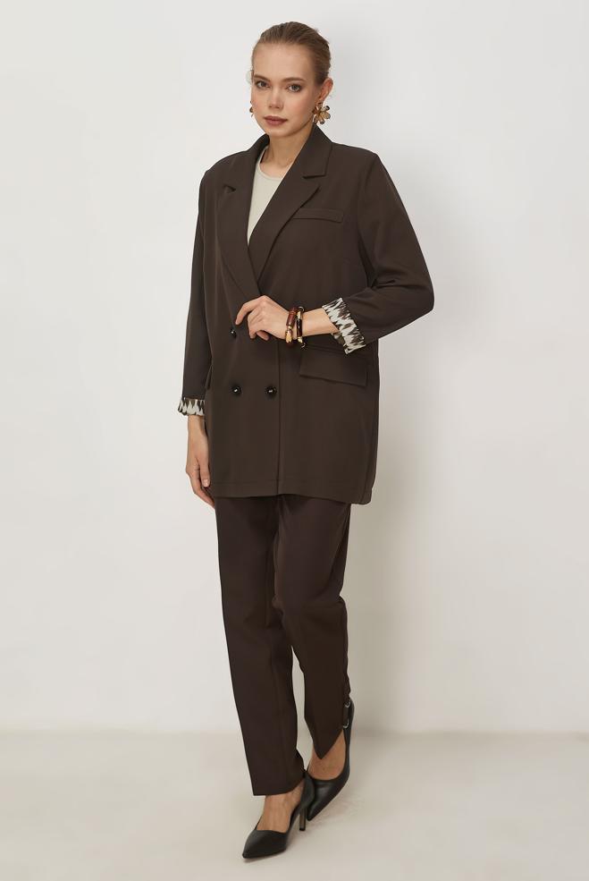 Hijab-Kleidung BRAUN GERADE GESCHNITTENE HOSE 70942 - ALVİNA