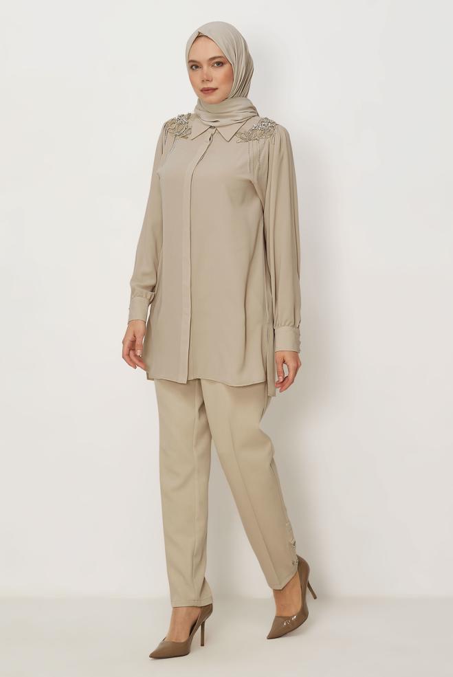 Hijab clothing BEIGE STRAIGHT CUT PANTS 70942 - ALVİNA