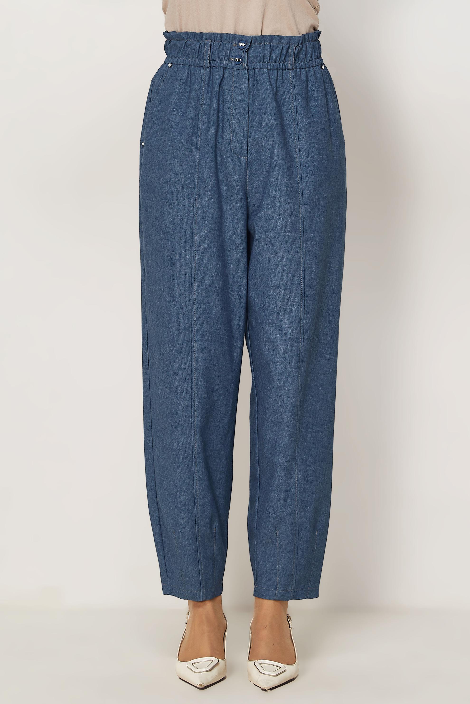 Hijab clothing BLUE ELASTIC WAIST CARROT-CUT PANTS 70960