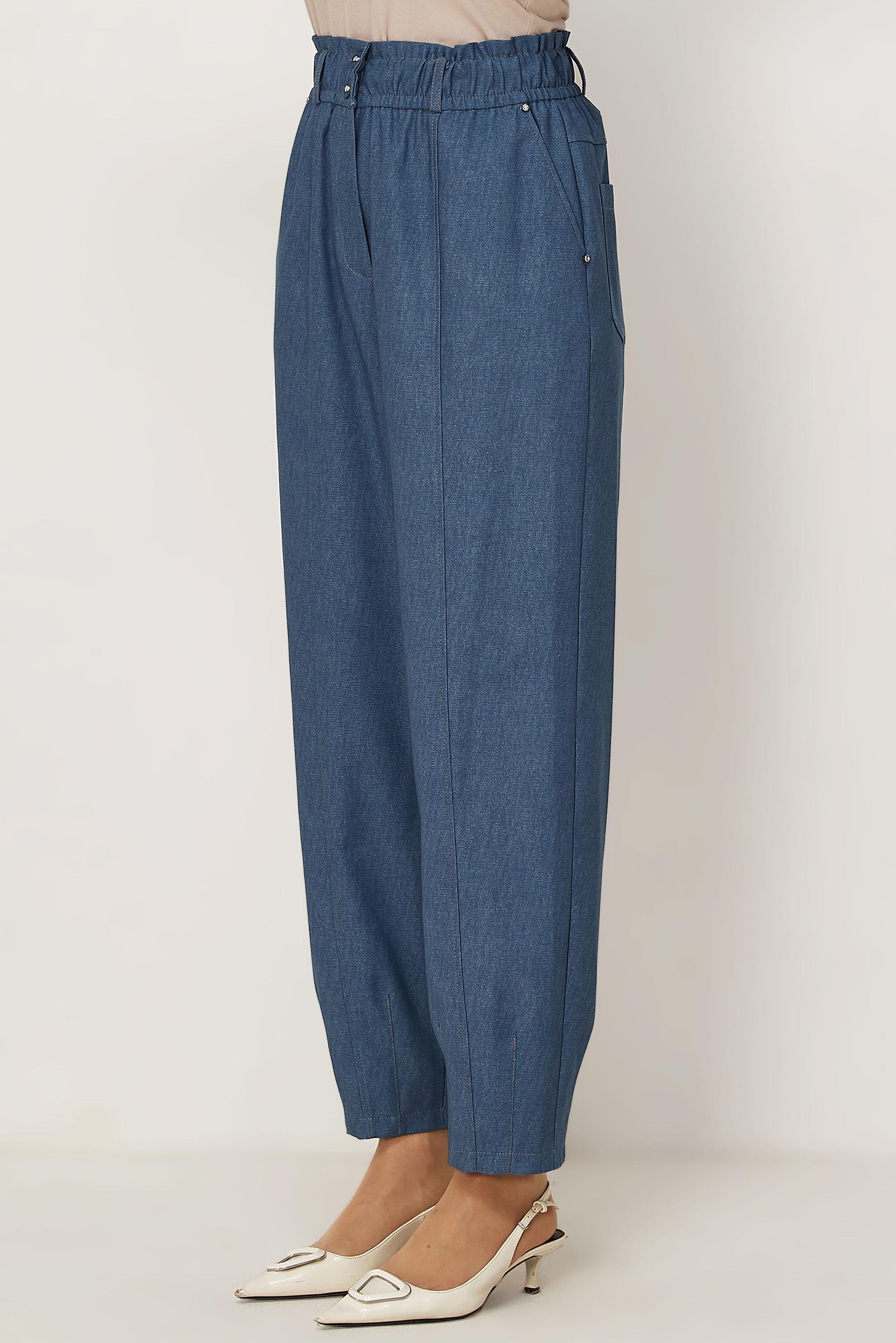 Hijab clothing BLUE ELASTIC WAIST CARROT-CUT PANTS 70960