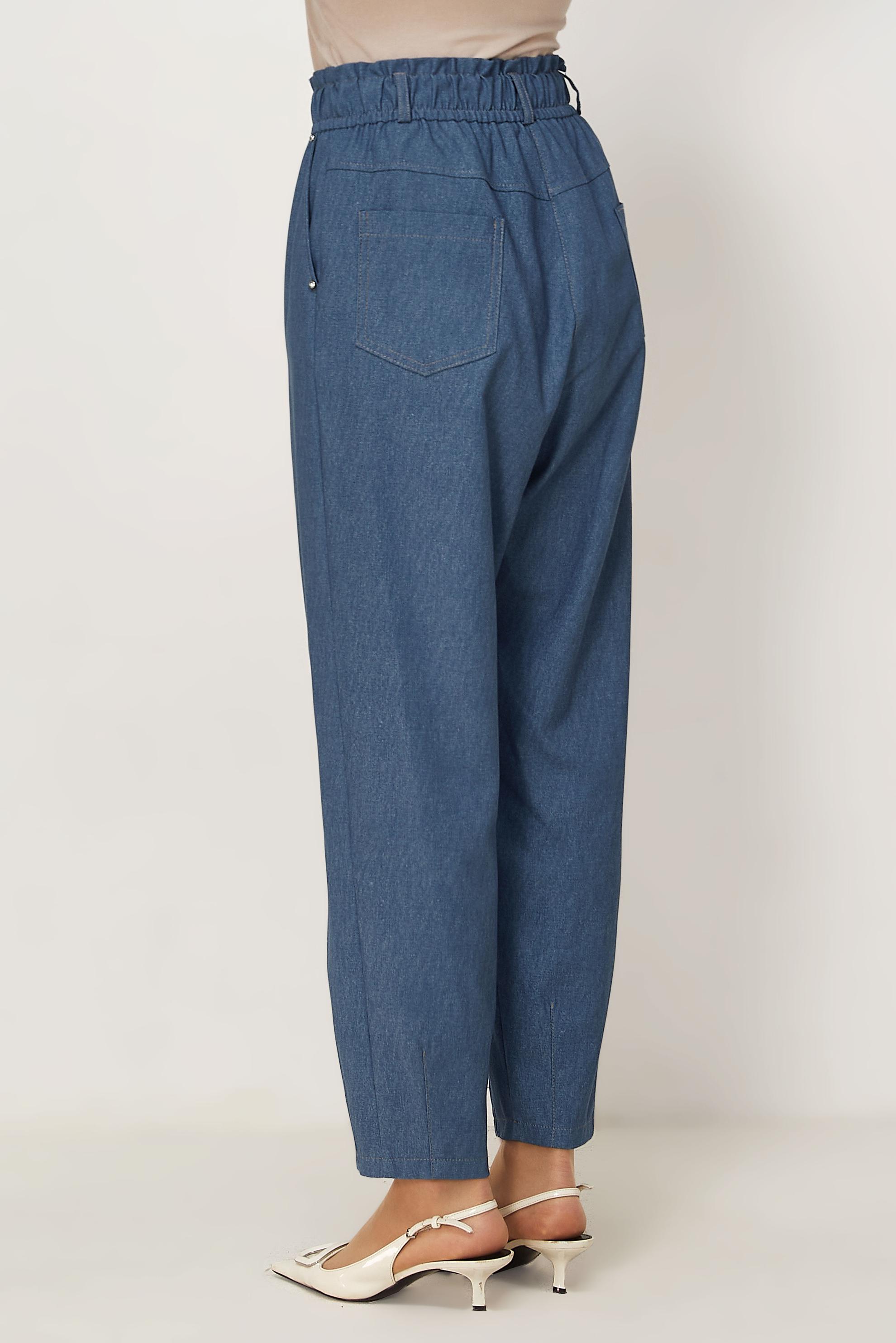 Hijab clothing BLUE ELASTIC WAIST CARROT-CUT PANTS 70960