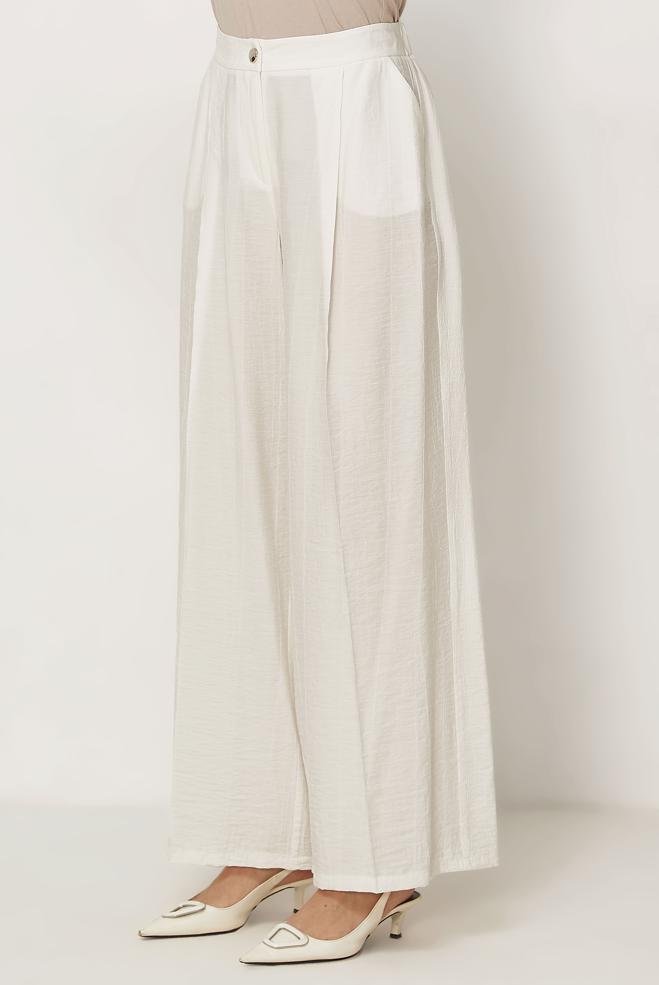 Hijab-Kleidung WEISS HOSE MIT WEITEM BEIN 70961 - ALVİNA