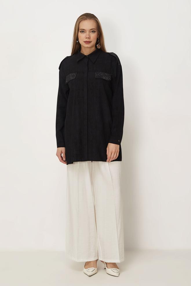 Hijab-Kleidung WEISS HOSE MIT WEITEM BEIN 70961 - ALVİNA