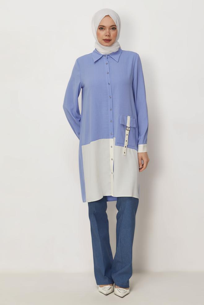 Hijab-Kleidung BLAU HOSE IM DENIM-LOOK 70963 - ALVİNA