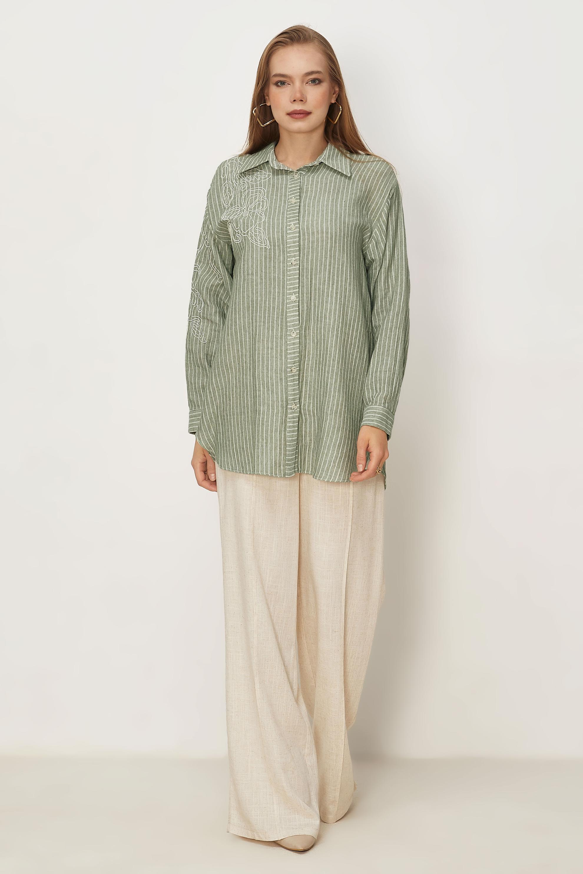 Hijab clothing BEIGE WIDE LEG LINEN PANTS 70967