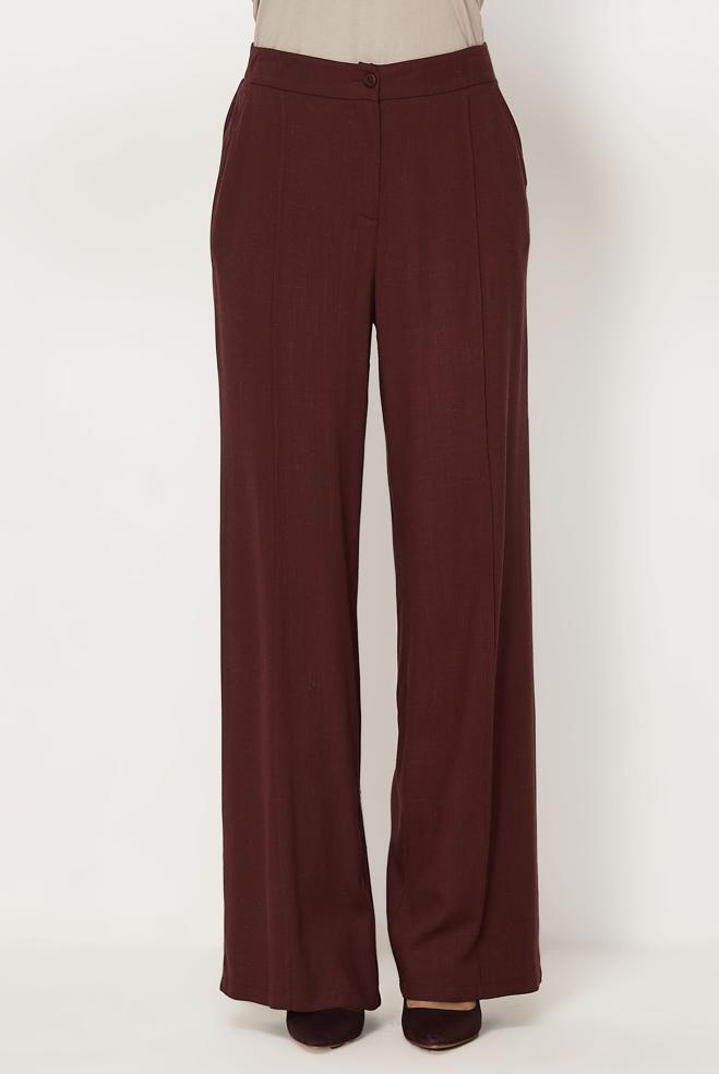 Hijab-Kleidung BEIGE LEINENHOSE MIT WEITEM BEIN 70967 - ALVİNA