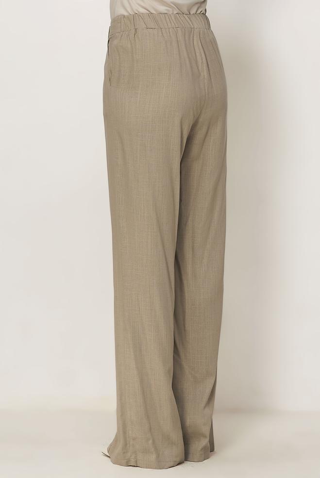 Hijab-Kleidung BEIGE LEINENHOSE MIT WEITEM BEIN 70967 - ALVİNA