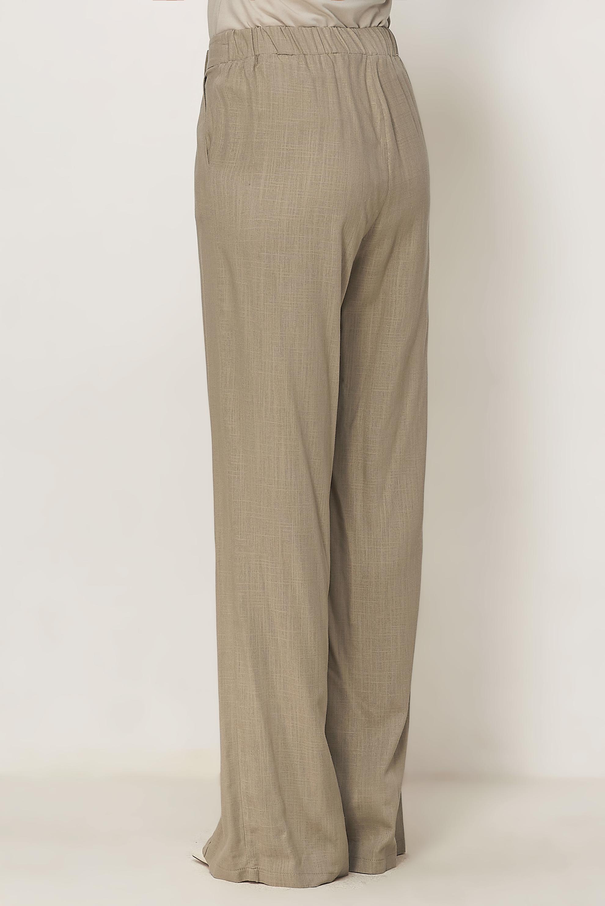 Tesettür giyim BEJ GENİŞ PAÇA KETEN PANTOLON 70967