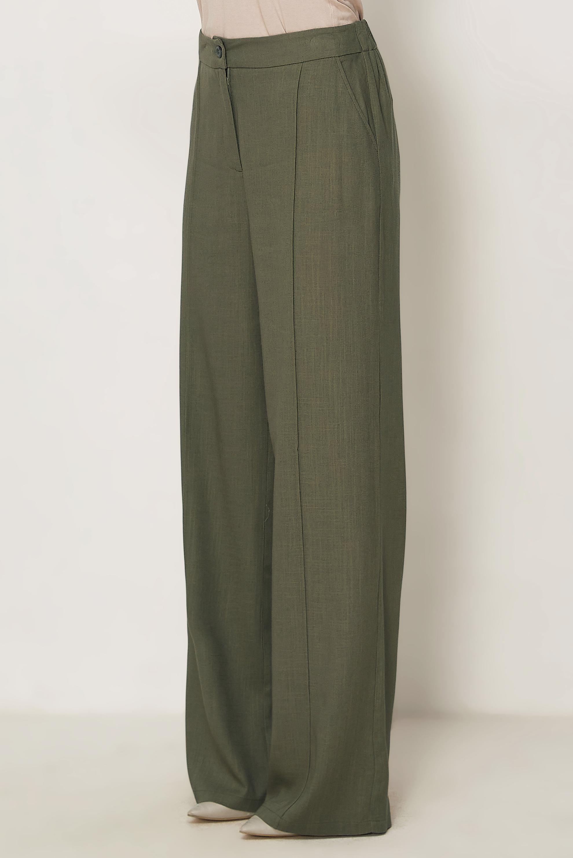 Hijab-Kleidung KHAKI LEINENHOSE MIT WEITEM BEIN 70967